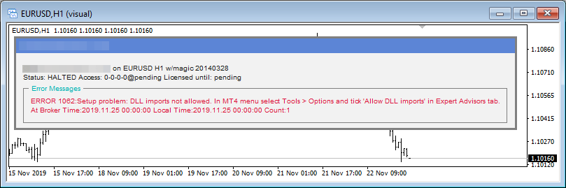 Error message in visual testing