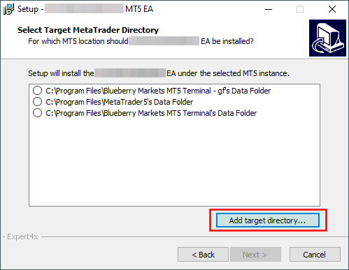 Add target directory window