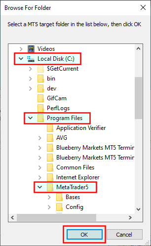 Navigate to MT5 directory window