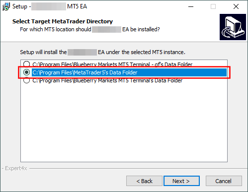 Select Target MetaTrader Directory